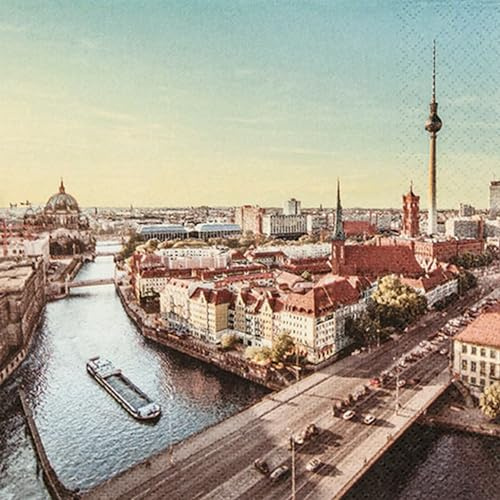 20 Servietten Städte Ausblick nach Berlin als Tischdeko. Papierservietten mit Motiv. Auch für Decoupage und Serviettentechnik 33x33cm