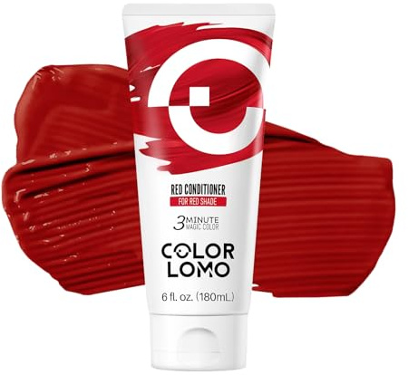 COLORLOMO Semi Permanent Hair Color - 6 oz Color Depositing Conditioner with Shea Butter & Almond Oil- Color Conditioner Depositing Hair Mask - Vegan, Paraben, Ammonia & Sulfate Free -Red