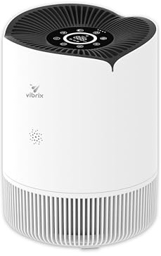 Vibrix Purificatore d'aria camera da letto - 30m2 - Filtro HEPA - Ionizzatore - Filtro aria - Purificatore d'aria - Pulitore d'aria - PureFlow30 - CADR 180m3/h