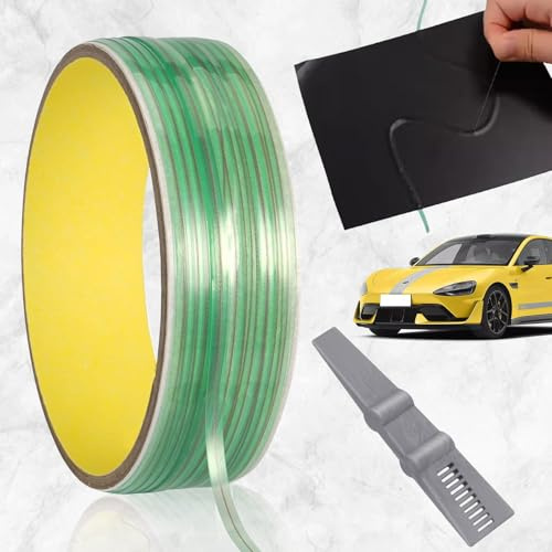SUpoetry Messerloses Klebeband, Autoaufkleber Vinyl Film Schneiden Knifeless Tape, mit Rakel für Folie, für Car Wrapping, Vinylfolie, No-Cut Kratzerfrei, Messerloses Schneideband 3,5mm x 5m