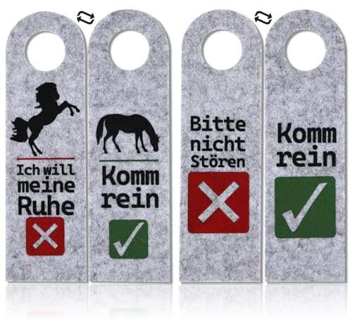 XIAONIU Mädchen Pferd Geschenke, 2Stück Türhänger - Grau | Ruhe und Bitte Nicht stören, mit Pferd Motiv Geburtstag 8-14 Jahre Jugendliche Geschenk für Pferdeliebhaber