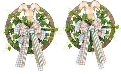 champracer HaustüRkranz Osterkranz Mit Hase, Osterkranz Mit Hasenpopo, Osterdekoration Hase HäNgeschild Dekoration WunderschöNe Deko Als Wand- Und TüR-Schmuck Zur Osterzeit (2pcs)