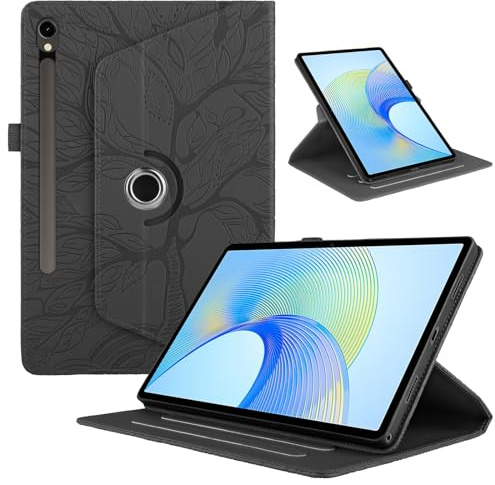 TEDTIKJT Hülle für Samsung Galaxy Tab S10 FE+ 13.1 2025 Case Schwarz Baum | Flip-Tasche Schutzhülle PU Leder 360°Drehbar Ständer Flip Cover für Tablet Samsung Tab S10 FE+ 13.1 SM-X620 X626 X626B Hülle