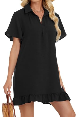 Wantonfy Damen Strandkleid Cover Up Strandponch Sommer Strandbluse Strandkleid Kurzarm Strandkleider Minikleid
