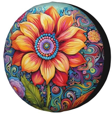 Auto-Ersatzreifenabdeckungen Blume Reifen Tasche Universal Reifenhülle Wasserdicht Ersatzradabdeckung Für Geländewagen Caravan Anhänger 17 inch