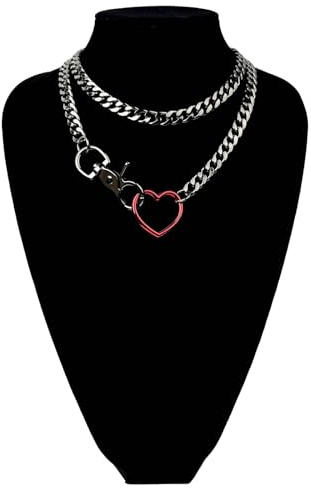 Mrltau Kette O-Ring Halsband Damen, Verstellbar Lasso Choker Y-Kette Herzschlaufe