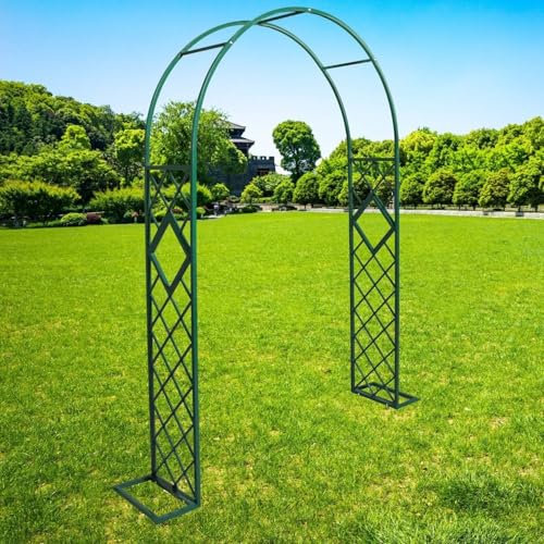 Rosenbogen, Gartenbogen aus Metall Torbogen Garten für Kletterpflanzen Rankhilfe schwarz dunkelgrün Rosengestell für Hochzeitsdekoration(Dark Green,300cm)