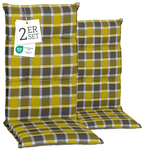 Beo® Hochlehner Gartenstuhlauflagen Barcelona | 2er Set | Waschbar | Made in EU, Öko-Tex Standard | Atmungsaktiv, UV-beständig | Sitzkissen Outdoor für besten Komfort