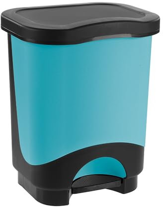 Sicignano | Pattumiera a Pedale Multiuso – Cestino della Spazzatura Raccolta Differenziata, Moderno, Facile Apertura – Ideale per Casa Ufficio Bagno Cucina (Nero/Delfin, 18 L)