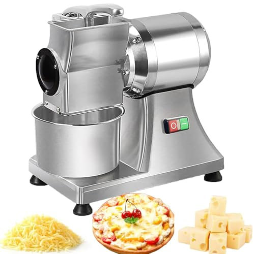 RoyceBee Rallador y Rebanador de Queso EléCtrico Comercial, 0,75 Hp/550 W, Rendimiento de 40 Kg/H, Cuerpo de AleacióN de Aluminio y Acero Inoxidable, para Queso, Mantequilla, Pan y Salvado