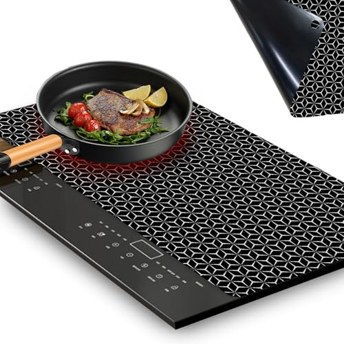 LURNODY 52 * 78cm Alfombrilla Protectora para Cocina de Inducción, Protector Vitroceramica Induccion, Protector Placa Induccion, Silicona, Alfombrilla Protectora Multifuncional de Fibra de Vidrio