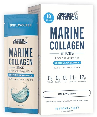 Applied Nutrition – Marine Collagen Stick | Vitamin C + Best Collagen Supplement | Best Beauty Support | Skin, Hair & Joint Health | Unflavoured | 10 x 12g Sticks