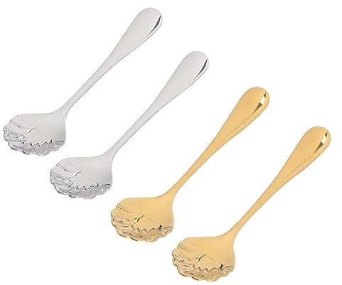 JECOMPRIS 4 Pezzi Spoon Candy Shell Acciaio Cucchiaio Di Zucchero Scoop Cucchiaio Di Crema Cucchiaino Di Zucchero Al Caffè Cucchiai Domestici Cucchiai Di Cioccolato Cucchiaino Da Caffè