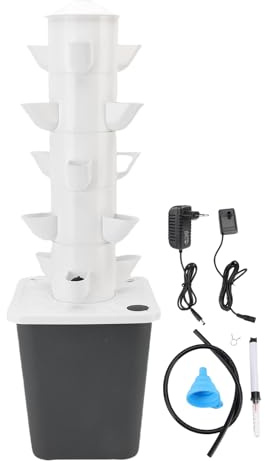 Système de Culture Hydroponique Vertical, Tour Hydroponique Verticale ABS 15 Trous avec Laboratoire de 10L Watertank, Kit de Germination des Plantes pour les écoles à Domicile