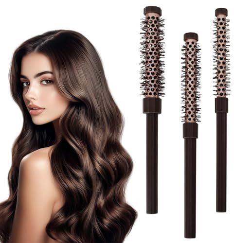3 Piezas Cepillo de Pelo Redondo, Cepillo Profesional para Cabellos Finos y Frágiles, Cepillo de Peinado para Volumen y Cabello Corto, Peine Secador de Pelo, para alisar, rizos, flequillo