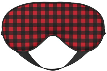Máscara de sueño para los ojos para hombres y mujeres – Rojo y negro de sarga a rayas con hebilla ajustable – Máscara de sueño opaca cómoda para hombres y mujeres – Diadema divertida para los ojos