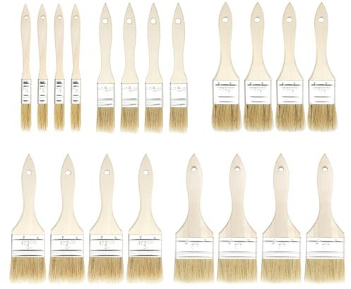 Nhgkju 20er Borstenpinsel Pinselset Malerpinsel Set mit Holzgriff - 5 Größen Flachpinsel (0,5/1/1,5/2/2,5 Zoll) je 4x - Für Acryl, Lack, Lasur auf Wand, Möbel, Holz - Profi Malerbedarf & DIY Werkzeuge