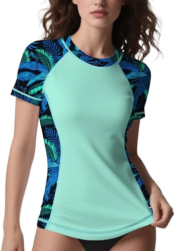 ANGEL CITIZ UV Shirt Damen Kurzarm Schwimmshirt UPF 50+ Rashguard Women Surf Badeshirt Wasser S-XXL
