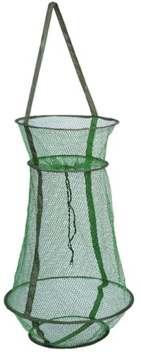 TOBBOMEY Filet De Pêche en Nylon Pliable avec Cordon De Serrage Panier Portable 21.65X12.99X9.84 Pouces Panier De Maille Profonde pour Garder Poissons Vivants en Plein Air