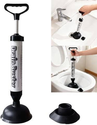 Pömpel Abfluss Saugglocke mit 2 Saugnäpfen, Hochdruck Abflussreiniger Pumpe, Pressluft Rohrreiniger mit starker Saugleistung für Toilette, Waschbecken, Dusche und Badewanne
