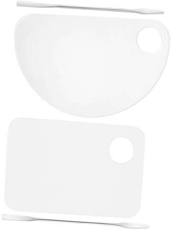 CLISPEED 2 juegos Paletas de Maquillaje Transparente Acrílico con Espátulas para Mezcla Precisa de Base y Cosméticos Reutilizable y Fácil de Limpiar Herramienta Profesional para Uñas y
