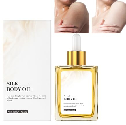 Aceite corporal de seda hidratante y aclarante: elixir facial y corporal ligero, reafirmante, profundo, no graso para una piel lisa, suave y radiante (1 unidad)