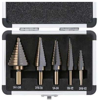 Lochsäge, Stufenbohrer, Körnerpositionierer, Gerader Nutfräser, Metallkegel, Lochöffner, 3/16 Zoll, 1/2 Zoll, 1/4 Zoll, 3/4 Zoll, 1-3/8 Zoll, 7/8 Zoll, 1/8 Zoll