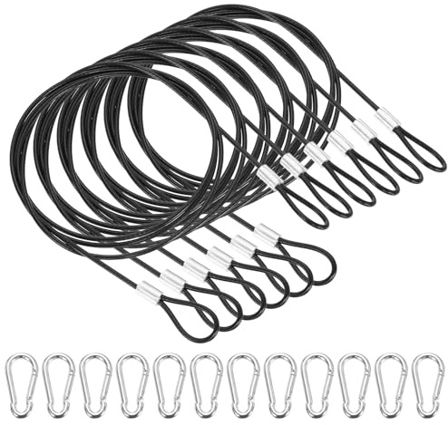 PATIKIL 39 Pouces Câble Sécurité À Verrou, 6 Pcs 304 Acier Inoxydable Câbles Sécurité À Double Boucle Anti-Vol Avec 12 Ressorts Boucles Vélos Bagages Éclairage Scénique