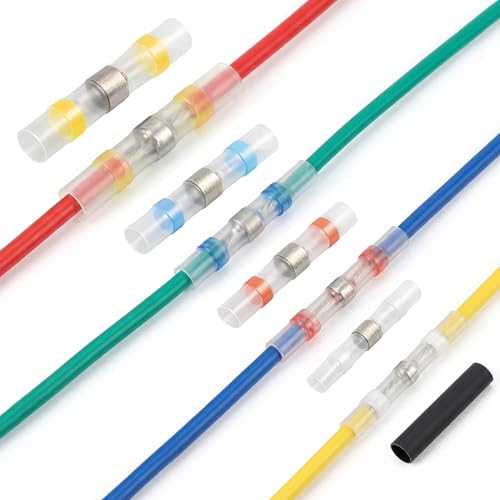 Bitone Solder Seal Wire Connectors 30+70PCS, Waterproof Heat Shrink Butt Terminals with Sealant, Marine Automotive Electrical Connectors for DIY with Storage Case