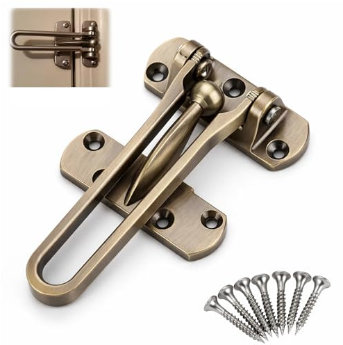 Door Chains for Front Door with Swing Bar Guard, Silver Zinc Alloy Security Stopper, Childproof Latch & Anti-Intrusion Safety Lock for Home, Apartment, Hotel, Dormitory