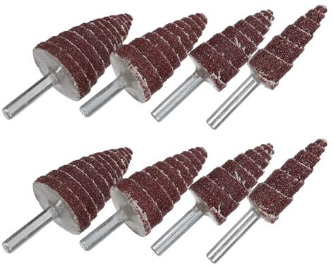 VALICLUD Kit di Mole Abrasive Lamellari Coniche 8 Pezzi, Ruote Lamellari di Ricambio in Carta Vetrata 6mm per Smerigliatrice Elettrica, Accessori per Levigatura e Lucidatura Professionale