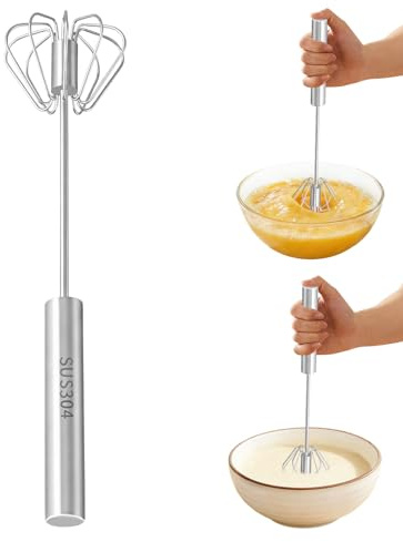 Äggvisp i rostfritt stål, halvautomatisk äggvisp tryckvisp, manuell handmixer för att vispa ägg (28 cm/11,02 tum)