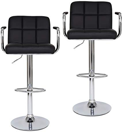 tavora Barhocker 2er-Set 360° drehbar, höhenverstellbarer Barstuhl belastbar bis 130kg, Stabiler Standfuß mit Bodenschutz & Fußablage, schwarz Modell 5