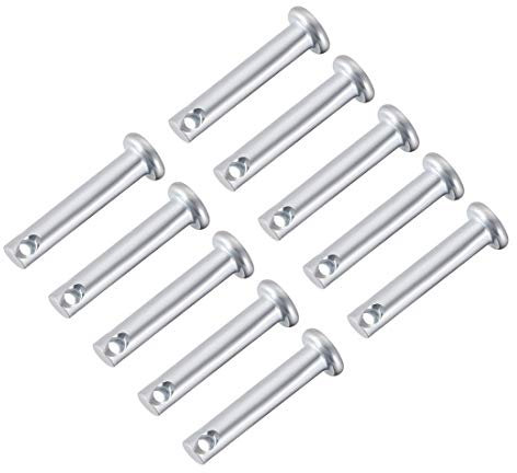 sourcing map 10 Stück Steckbolzen Lastösenbolzen Einloch Gabelbolzen 5mm x 25mm Splintstift Flach Kopf verzinkter Stahl