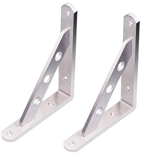 YNAYG Staffa per mensola, Staffa per mensola Heavy Duty in Acciaio Inox Staffa di Supporto per Fissaggio a Muro, Decor Staffa per scaffali industriali, Finitura Spazzolata 1 Paio