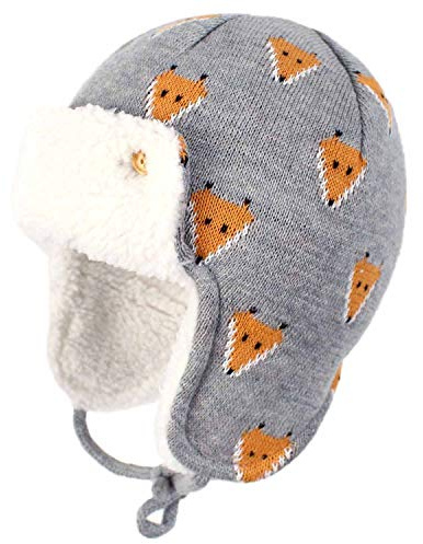 Yixda Unisex Baby Wintermütze mit Ohrenklappen Kinder Trappermütze Ski Hut (Fuchs, 0-1 Jahre)