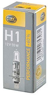 HELLA 8GH 223 498-211 Glühlampe - H1 - Performance up to 60% - 12V - 55W - Sockelausführung: P14,5s - Schachtel - Menge: 1