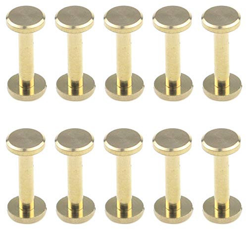 Tulead Chicago Schrauben Messing Nieten Buchbinderbolzen Schrauben 10 x 4 x 20 mm Nietnägel Schraubverschlüsse 10 Stück für Leder Gürtel Handtasche