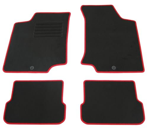 AD Tuning HG2723-ROT Fußmatten Set (4teilig) Schwarz Rot Autoteppiche Matten