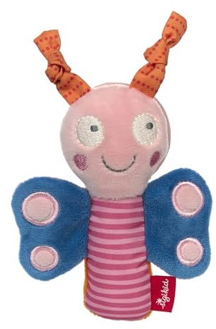 SIGIKID 42602 Greifling Schmetterling mit Spiegel Red Stars Mädchen Babyspielzeug empfohlen ab 3 Monaten rosa/blau