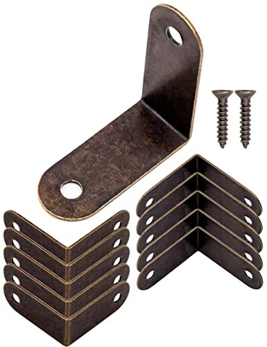 Fuxxer - Lot de 10 connecteurs coudés, ferrures, coins pinces, protection, connexion, design en laiton antique, 33 x 13 mm arrondi, bronze, Cuivré