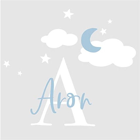 Little Deco Wandtattoo Mond Sterne & Wunschname I Wandbild 94 x 82 cm (BxH) I Kinderzimmer Babyzimmer Wandaufkleber Junge Stern Wandsticker Aufkleber Sticker DL750