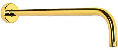 NearMoon Shower Arm, Extra Extension Arm with Flange, Stainless Steel Wall-Mounted Showerhead Extender Pipe (15 Inch, Chrome Gold)