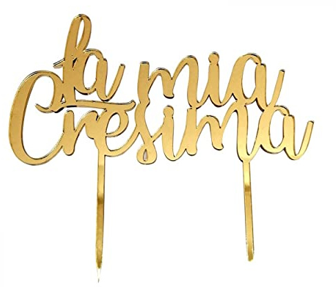Cake Topper in Plexi Oro Specchiato - La Mia Cresima