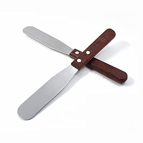 Lot de 2 spatules à gâteau en acier inoxydable avec manche en bois pour étaler le fromage, le fromage 15,2 cm