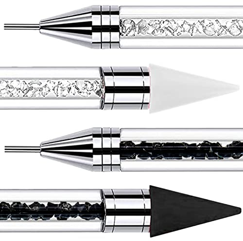 SPOKKI 2 CS Diamond Art Pens No Wax Needed, Self-Stick Drill Pens for DIY Crafts, Cross-Stitch, Nail Art (White+black)