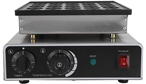 Pancake Maker, 25 Holes 950W Rapid Heating Non Stick Electric Muffin Machine Waffle Maker with Timer, Temperature Control Knob Stainless Steel Mini Dutch Pancake Baker Maker for Kitchen Commercial(UK)