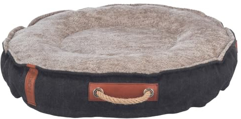 TRIXIE Hundebett BE Nordic Föhr ø 70 cm in schwarz/Sand – eckiger Hundekorb für kleine & große Hunde - gemütliches Hundekörbchen mit praktischem Tragegriff - weich & waschbar - 36595