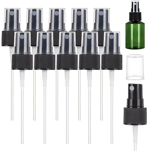 BENECREAT 40PCS Black Plastic Replacement Spray Head, Mist Sprayer Head Spray Tops Replacement with Dust Cap for Essential Oils, Hair and Body Sprays, 12x2.2cm