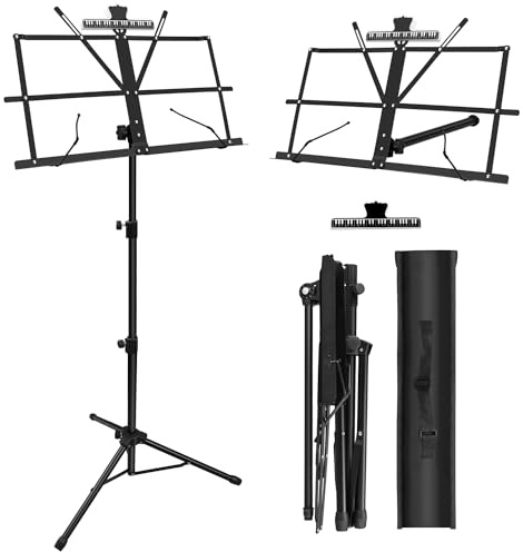 DkOvn 1/2/4/8-pack musikstativ, med hållare och bärväska för musikblad (1-pack svart)